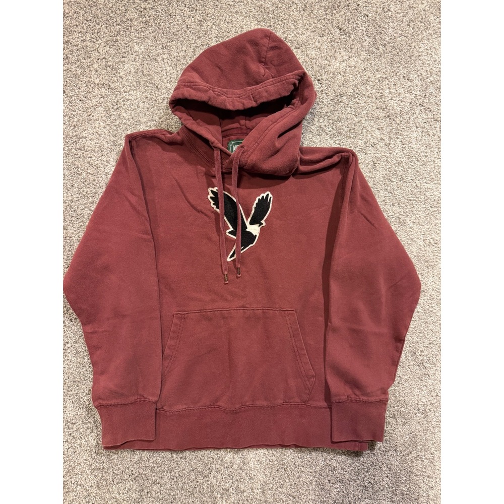 Vintage American Eagle Outfitters Sweatshirt Men Medium Maroon Hoodie Eagle Logo